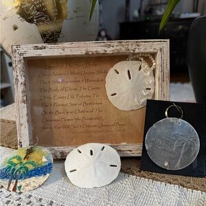 #6- Legend of the sand-dollar shadow-box w/freshwater pearls, CZ, Easter gift